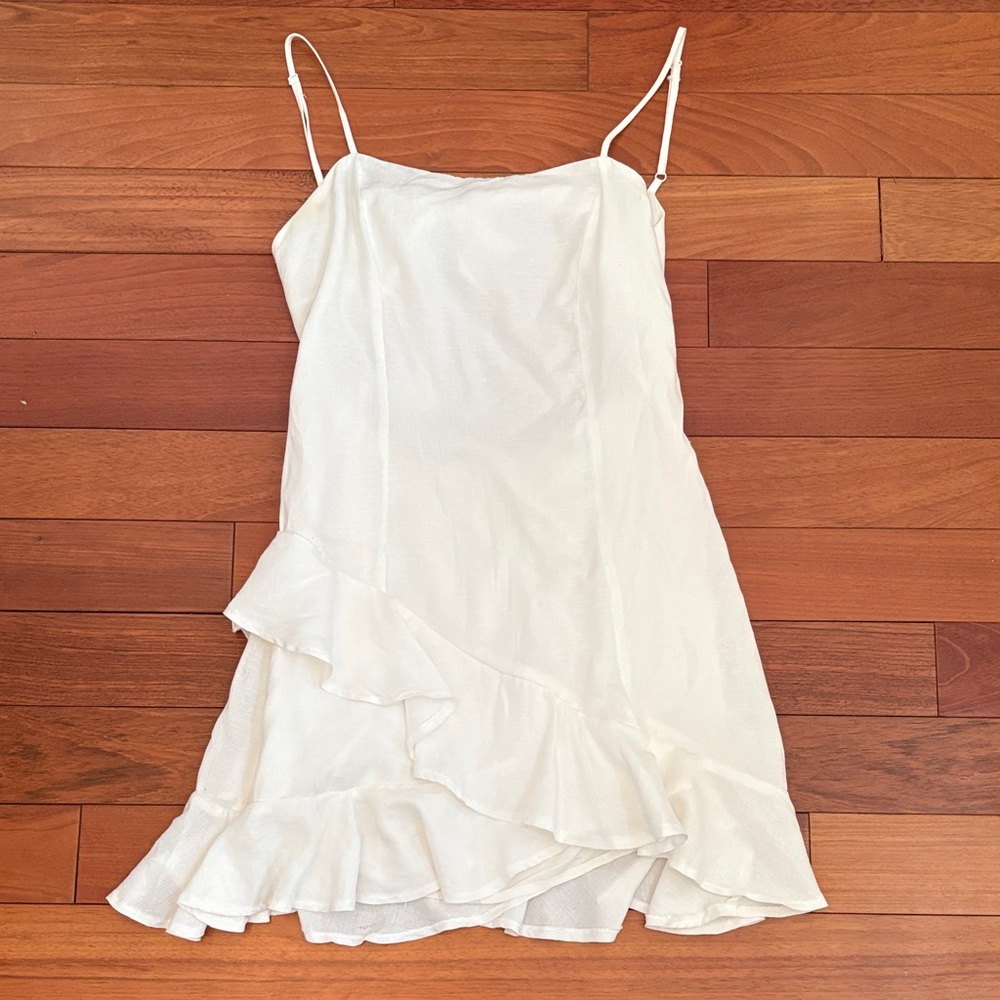 Francesca's Collections Cream Ruffle Mini Dress